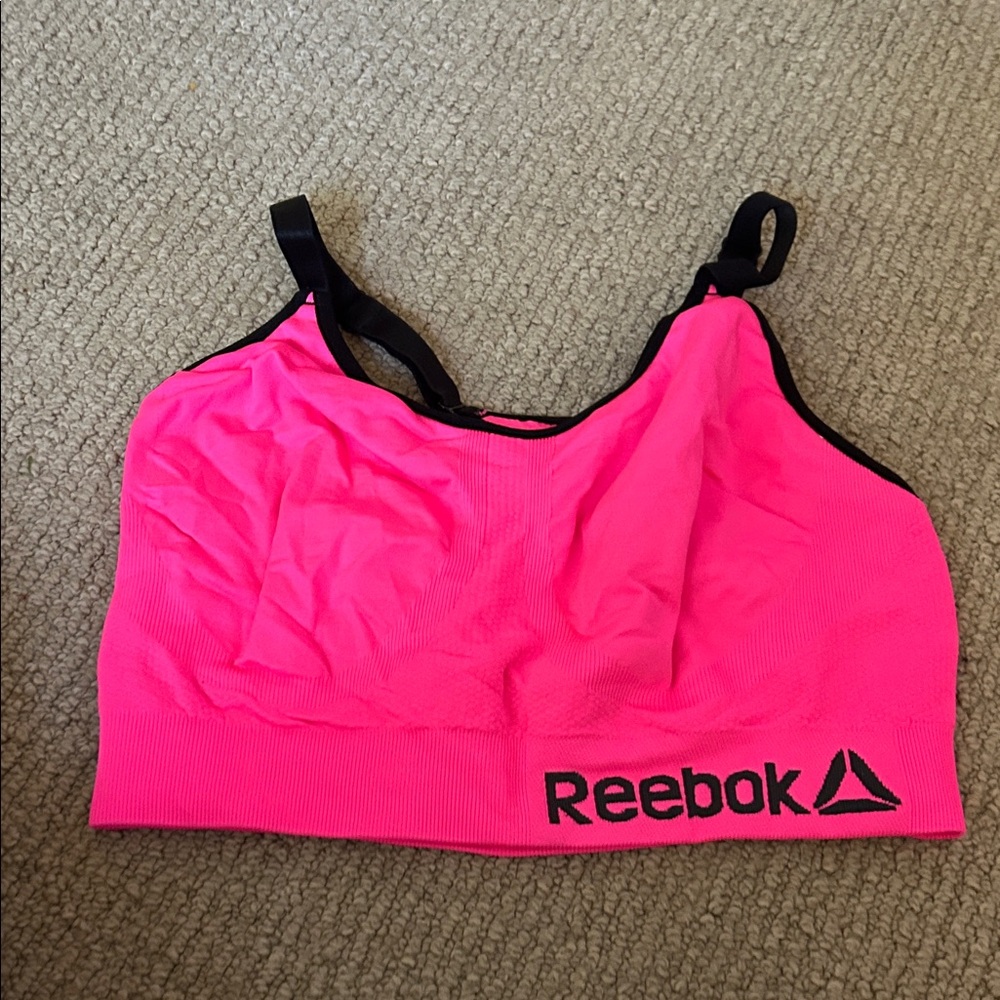 Reebok Neon Pink Sports Bra with Black Trim